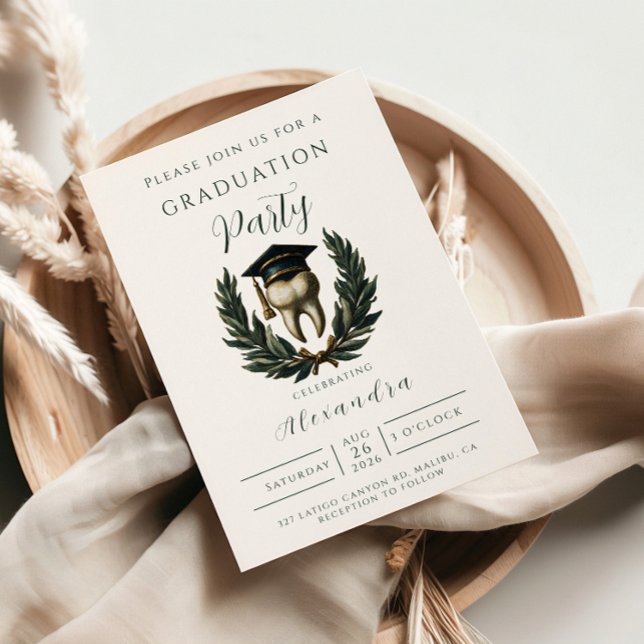 Convite Gold Laurel Tooth Graduation Party (Criador carregado)