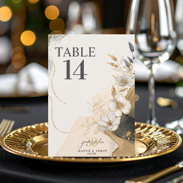 Convite Gold Line Floral 30th Anniversary Table Num ID1169