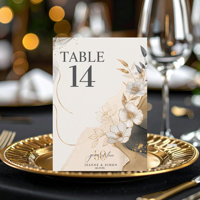 Convite Gold Line Floral 50th Anniversary Table Num ID1169 (Criador carregado)