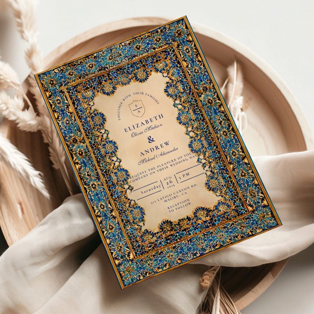 Convite Gold Mosaic Islamic Wedding (Criador carregado)