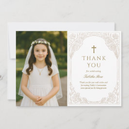 Convite Gold Ornate Communion Thank You Card