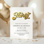 Convite Gold Retro Script Black White 30th Birthday Party<br><div class="desc">This fun, retro-inspired 30th birthday party invitation features a classic white background with faux gold retro script and simple typography for the invitation text. The script on the front says "Thirty". Customize this design further by adding a photo or additional text to the back simply by using the "design tool"....</div>