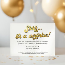 Gold Retro Script Surprise Retirement Party