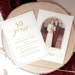 Convite Gold Script 50th Wedding Anniversary Party