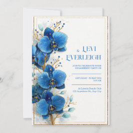 Convite Gold Speckled Cobalt Blue Orchid Wedding