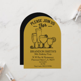 Convite Gold Theme Adult Birthday  