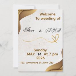 Convite Gold Wave Elegant Wedding Invitation | Soft & Luxu