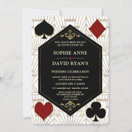 Convite Gold White Art Deco Casino QR Code Gatsby Wedding