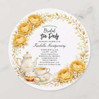 Convite Gold Yellow Palette Tea Party Bridal Shower