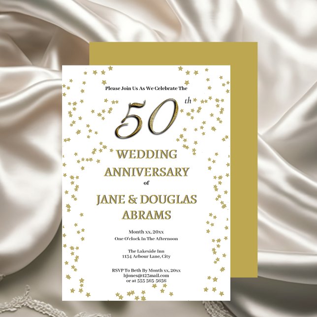 Convite Golden 50th Wedding Anniversary Party Invitation (Golden 50th Wedding Anniversary Party Invitation)