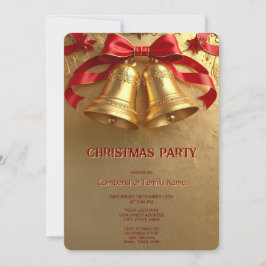 Convite Golden Bells Christmas Holiday Party Invitation