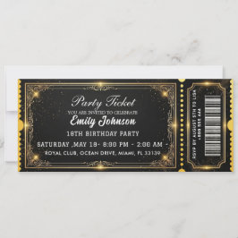 Convite Golden Birthday Party Ticket Invitation 2026