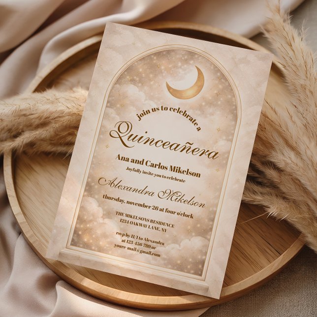 Convite Golden Constellation Quinceañera (Criador carregado)