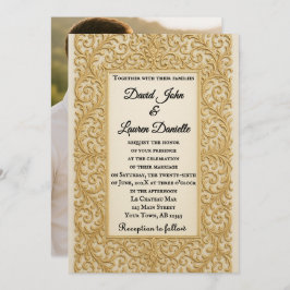 Convite Golden Ever After Photo Wedding Invitation