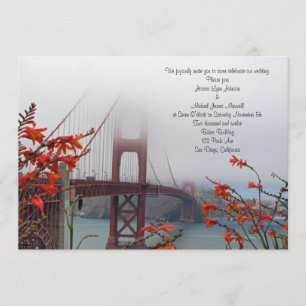Convite Golden Gate com as flores alaranjadas que Wedding