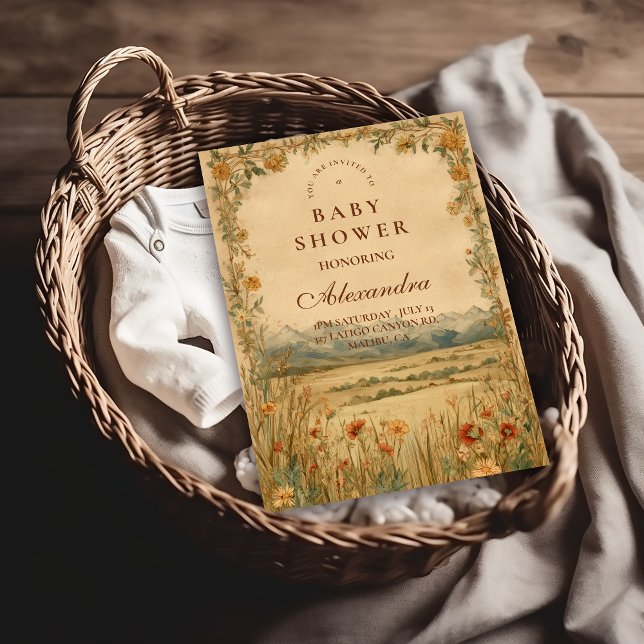 Convite Golden Meadow Heirloom Baby Shower (Criador carregado)