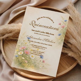 Convite Golden Meadow Wildflower Quinceañera