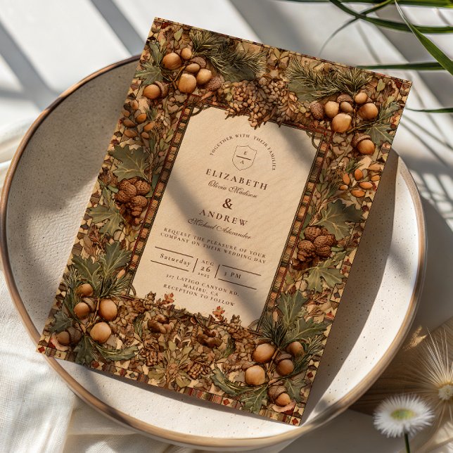 Convite Golden Oak Forest Wedding (Criador carregado)