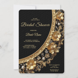 Convite Golden Ornate Frame Bridal Shower Invitation