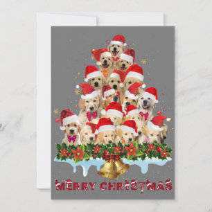 Convite Golden Retriever Chapéu de Papai Noel Xmas Cães Na