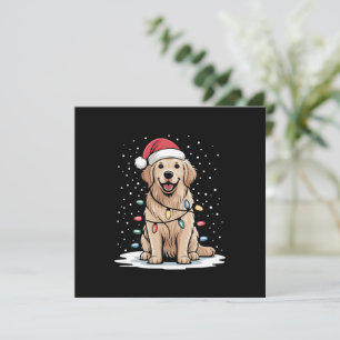 Convite Golden Retriever Papai Noel Luzes de Árvore de Nat