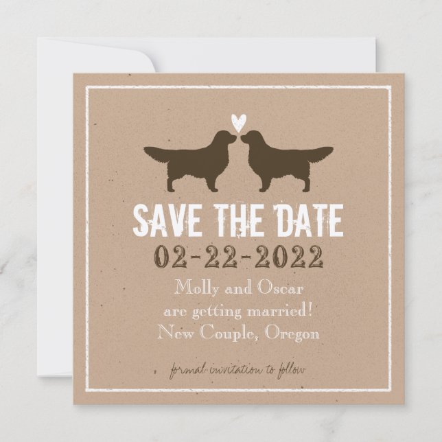 Convite Golden Retrievers Casamento Salvar a Data (Frente)