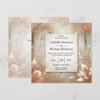 Convite Golden Rosewood Enchanted Forest Wedding