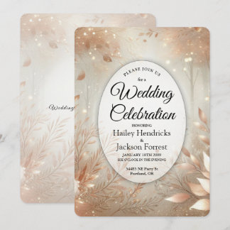 Convite Golden Rosewood Enchanted Forest Wedding