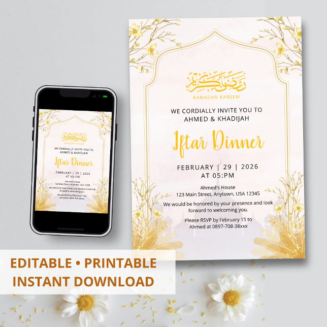 Convite Golden Spring Branch Iftar Dinner Invitation (Criador carregado)