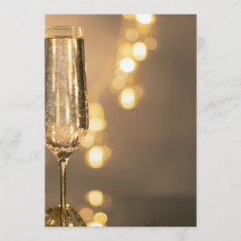 Convite Golden with a glass of champagne Birthday Invit