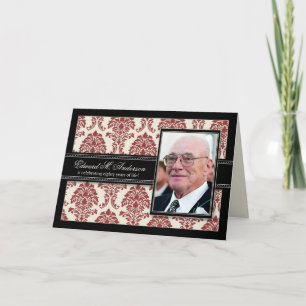 Convite Golden Years Damask Birthday CARD Invitation (red)