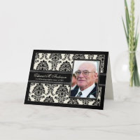 Golden Years Damask Birthday CARD Invite (black)