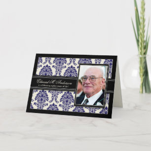 Convite Golden Years Damask Birthday CARD Invite (navy)