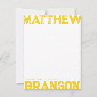 Convite Golden Yellow Rough Lettering Notecard