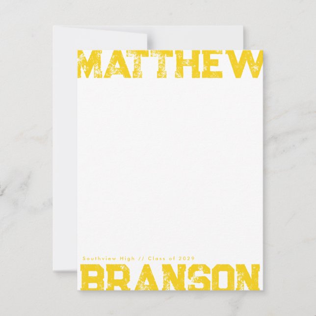 Convite Golden Yellow Rough Lettering Notecard (Frente)