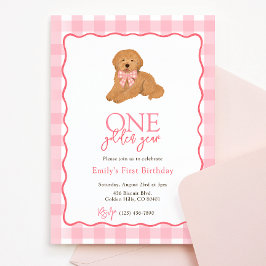 Convite Goldendoodle Dog One Golden Year Girls Birthday