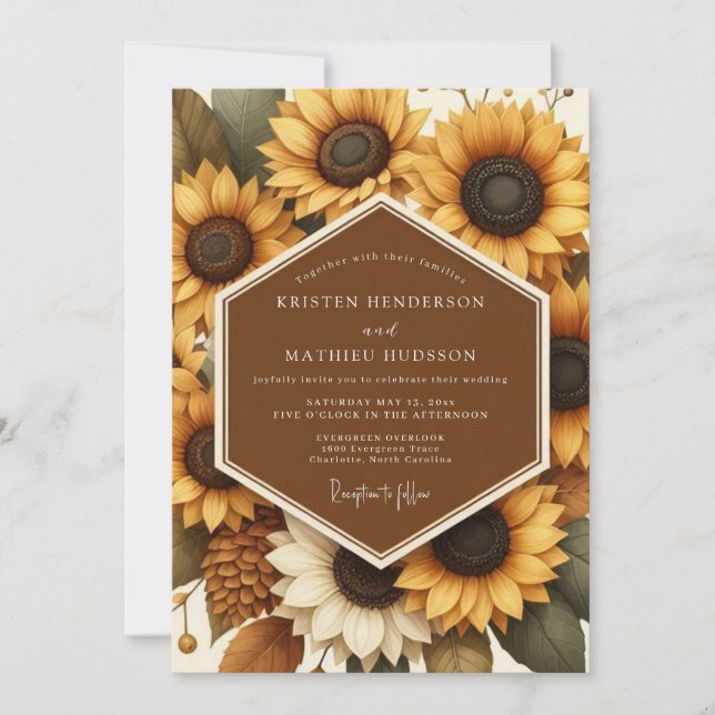 Convite Goldenrod Harvest Flora Wedding (Frente)