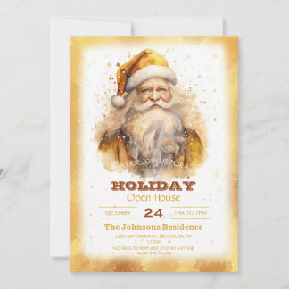 Convite GoldenSanta Claus Watercolor