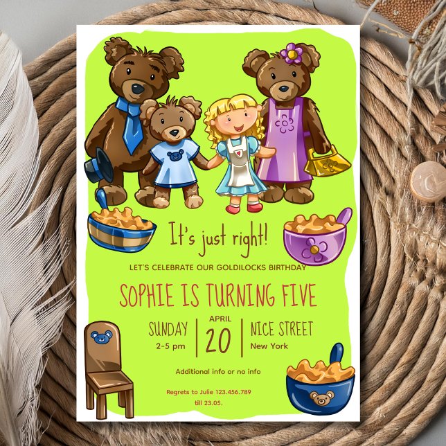 Convite Goldilocks  Birthday Invitation (Criador carregado)