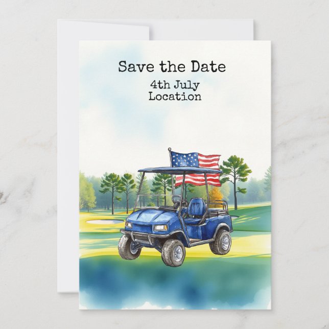 Convite Golf  4th July Independence Day with Barbecue (Frente)