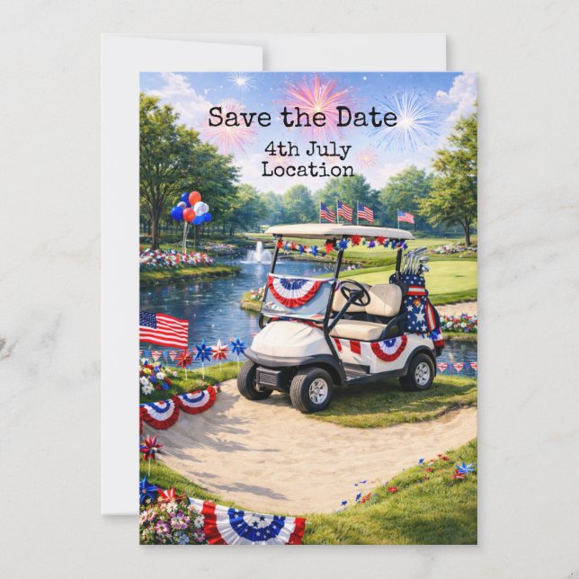 Convite Golf  4th July Independence Day with Barbecue (Frente)