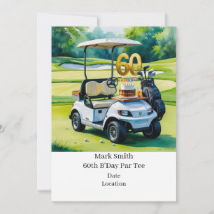 Convite Golf 60º Aniversário com Carrinho de Golfe em colo
