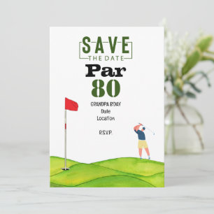 Convite Golf 80 Birthday come golfe repete