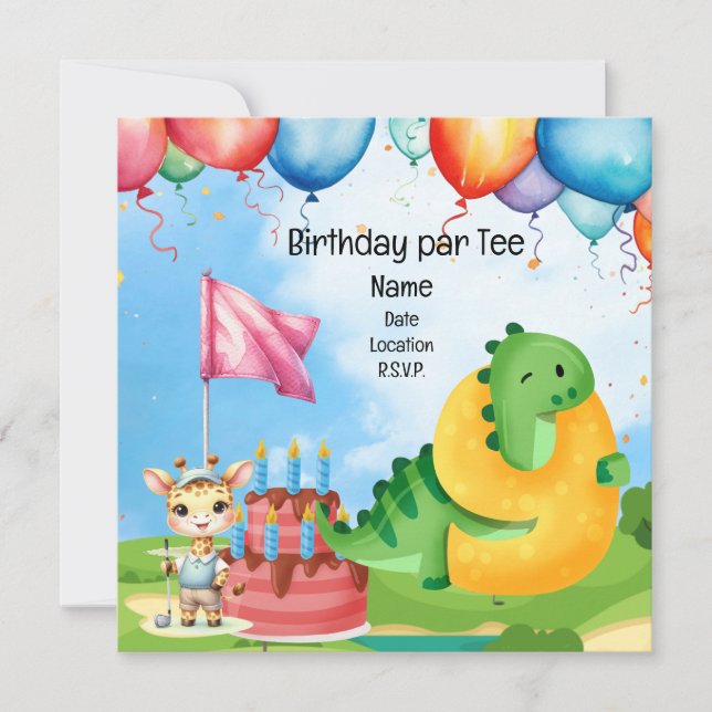 Convite Golf 9º Aniversário do Partido do Golfe Infantil (Frente)