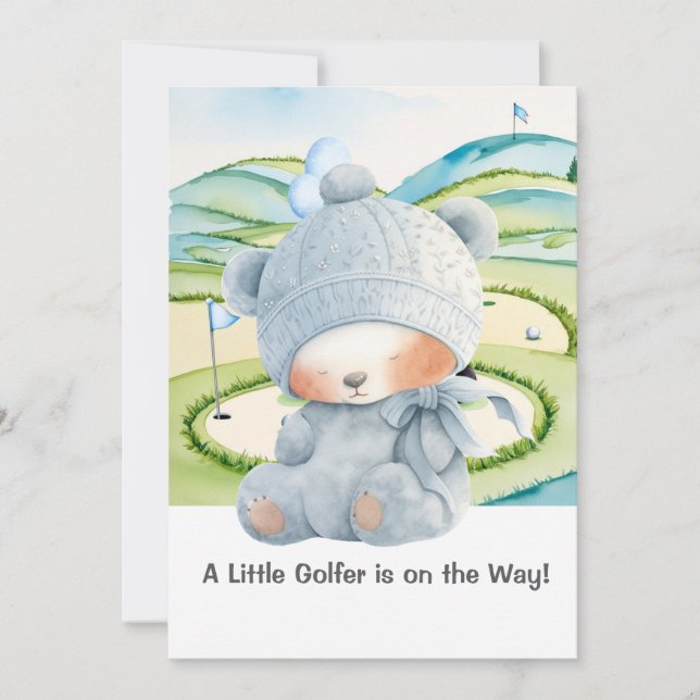 Convite Golf Baby Boy Blue Themed (Frente)