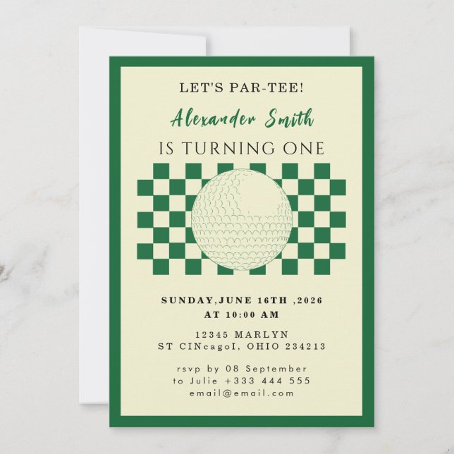 Convite Golf Baby Shower Invitation (Frente)