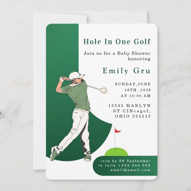 Convite Golf Baby Shower Invitation (Frente)