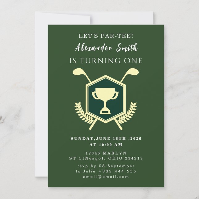 Convite Golf Baby Shower Invitation (Frente)