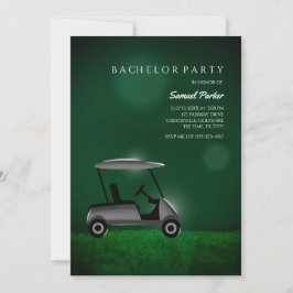 Convite Golf Bachelor Party Green - Carrinho de golfe - Jo