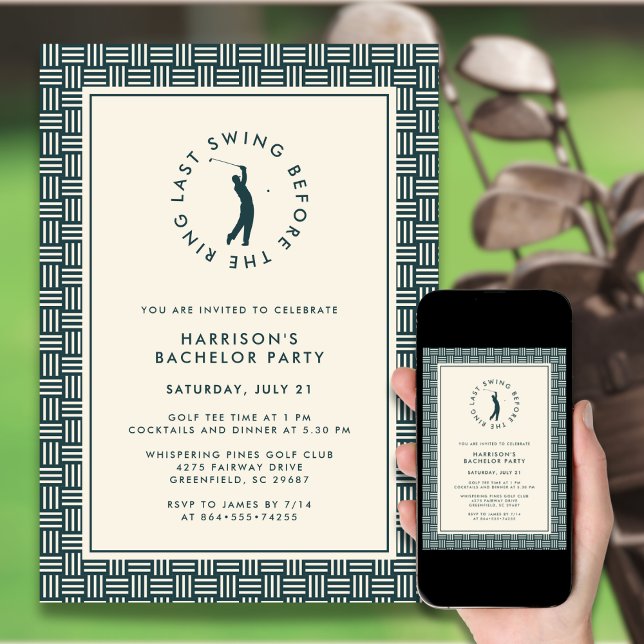 Convite Golf Bachelor Party Last Swing Before the Ring (Criador carregado)